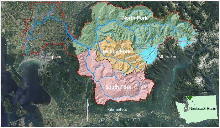 Watershed and Hillslope Modeling Nooksack River basin, Whatcom County, WA Graduate students and I have been modeling the impact landscape changes and climate change on streamflow and mass wasting in watersheds in the Pacific Northwest using ...